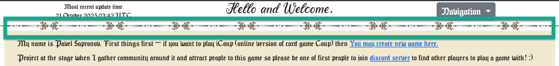 Screenshot outlines mysterious gothic divider.